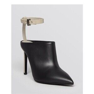 Vince Black Leather Armon Pointy Toe Stiletto Heel Pumps Shoes Mules Sz 8.5